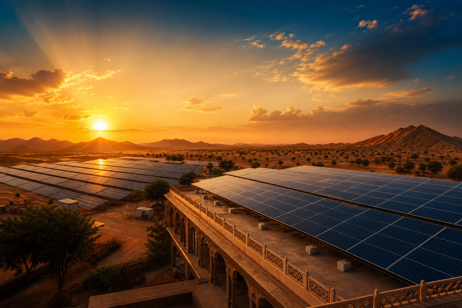Solar farm harnessing sunlight for clean energy generation